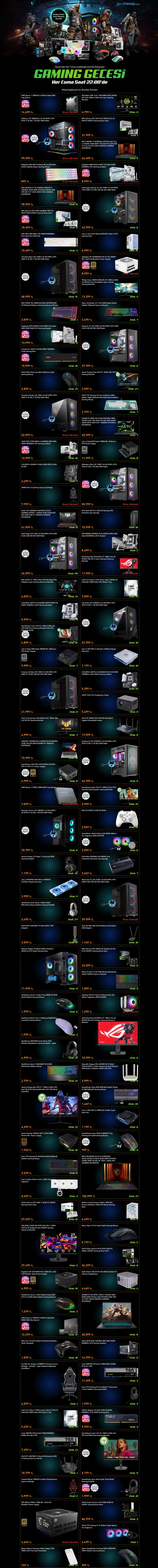 incehesap Gaming Gecesi 30 Ocak 2026 fırsatları hazır sistem ekran kartı ve taksit kampanyaları